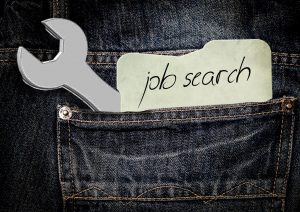 virtual job fair Search Associates ANZ digital image of a back jean pocket containing a sticky note with the words job search written on it
